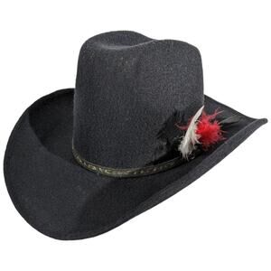 Cowboy Hat Santo Nino Pigalle XXXXX Mexico Sz 6 5/8 US 53 Black Leather Feather